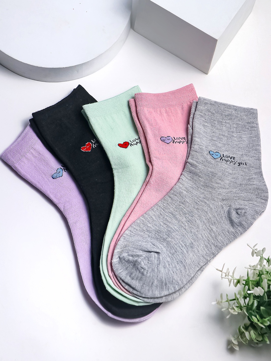 

Brauch Women Pack Of 5 Assorted Cotton Ankle Length Socks