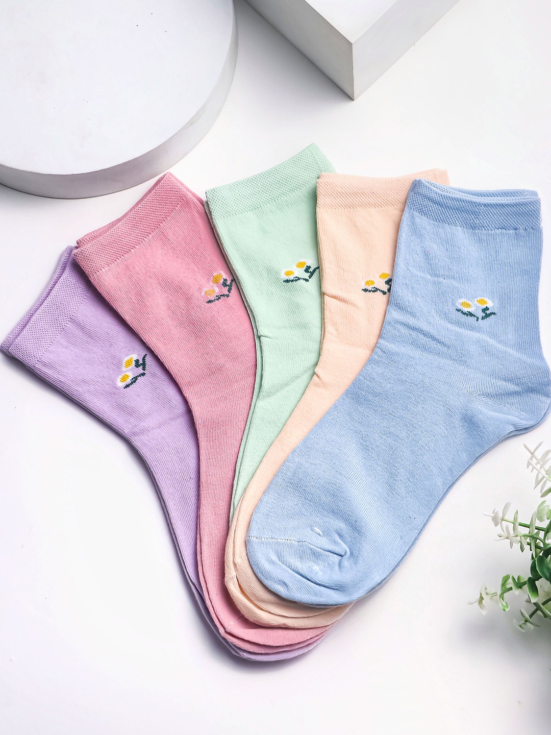 

Brauch Women Pack Of 5 Assorted Cotton Above Ankle-Length Socks