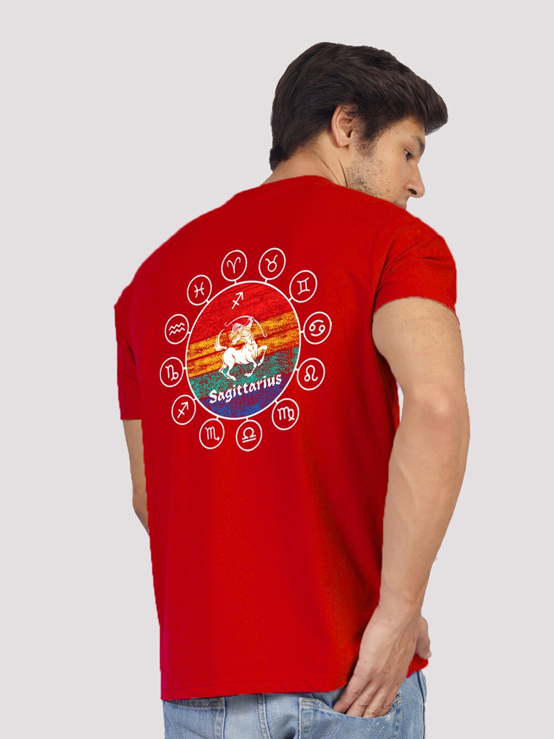 

Greylongg Graphic Printed Round Neck T-shirt, Red