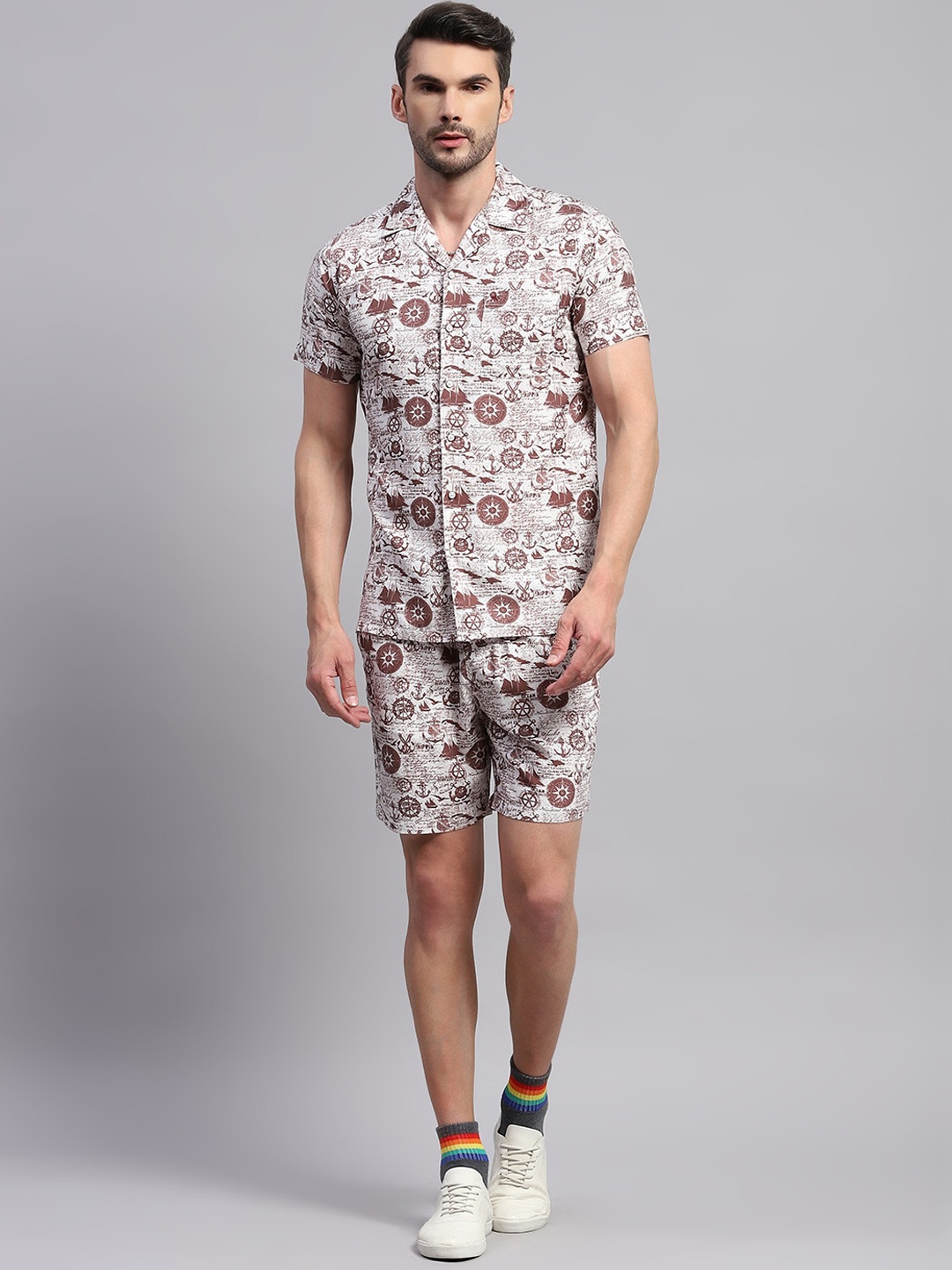 

Monte Carlo Printed Shirt With Shorts Co-Ords, White