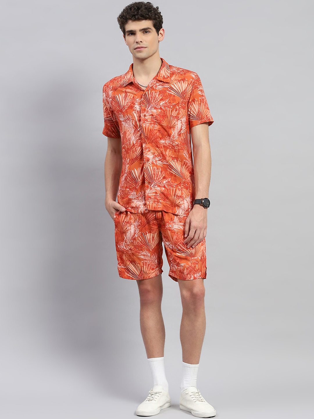 

Monte Carlo Printed Shirt With Shorts Co-Ords, Orange