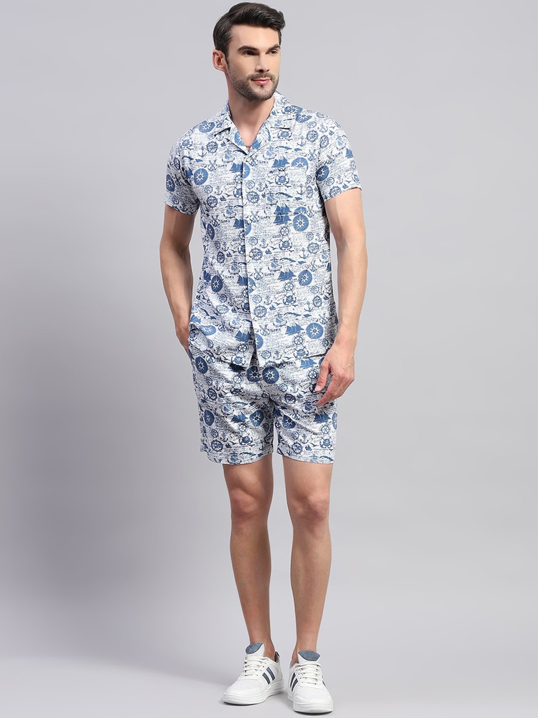 

Monte Carlo Printed Shirt With Shorts Co-Ords, Blue