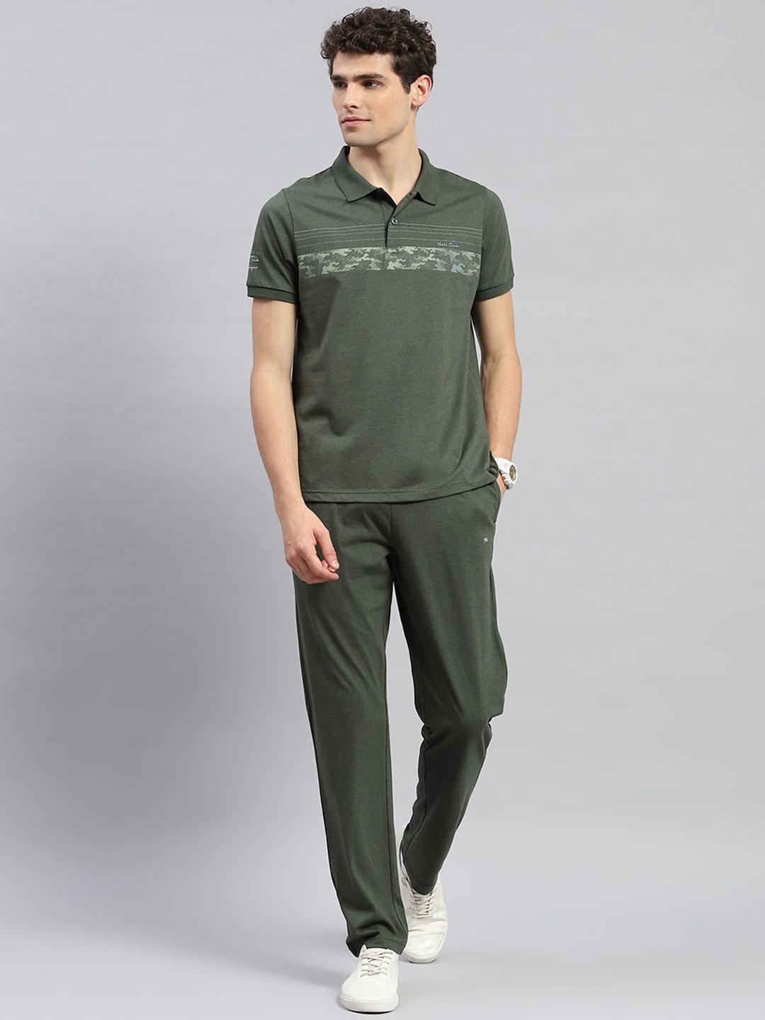 

Monte Carlo Polo Collar T-shirt With Trousers Co-Ords, Green