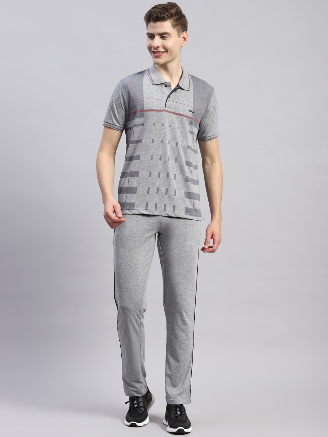 

Monte Carlo Printed Half Sleeve T-Shirt & Track Pants Co-Ord Set, Grey