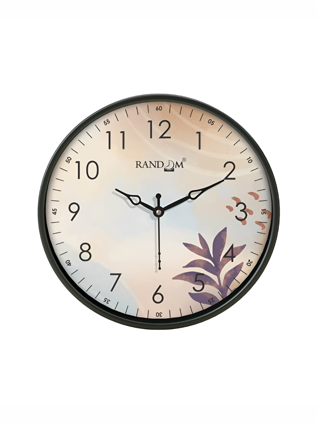 

RANDOM Black & Peach-Coloured Printed Contemporary Wall Clock