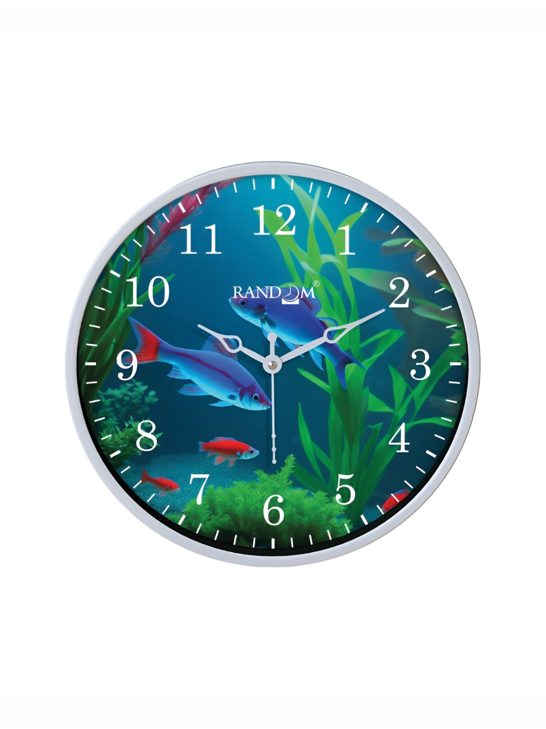 

RANDOM White & Green Printed Contemporary Analogue Wall Clock