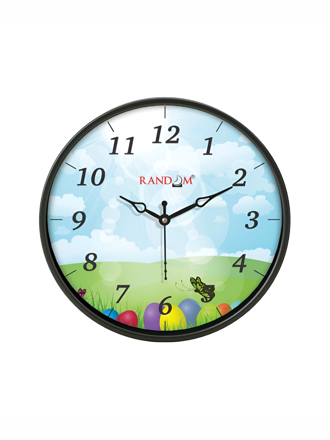 

RANDOM Black & Blue Printed Analogue Contemporary Round Wall Clock
