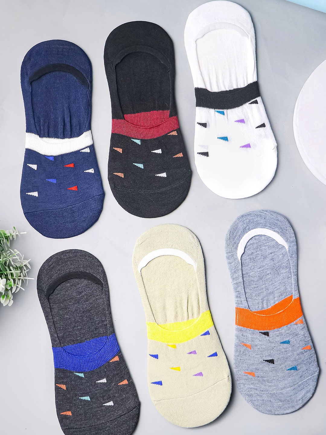 

Brauch Men Pack Of 6 Assorted Cotton Shoe Liner Socks