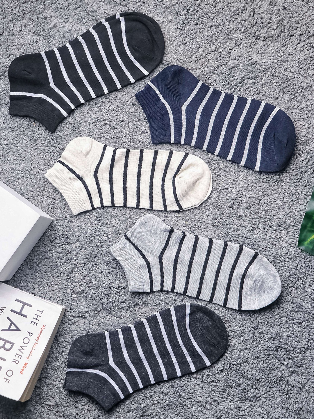 

Brauch Pack Of 5 Assorted Striped Cotton Ankle-Length Socks