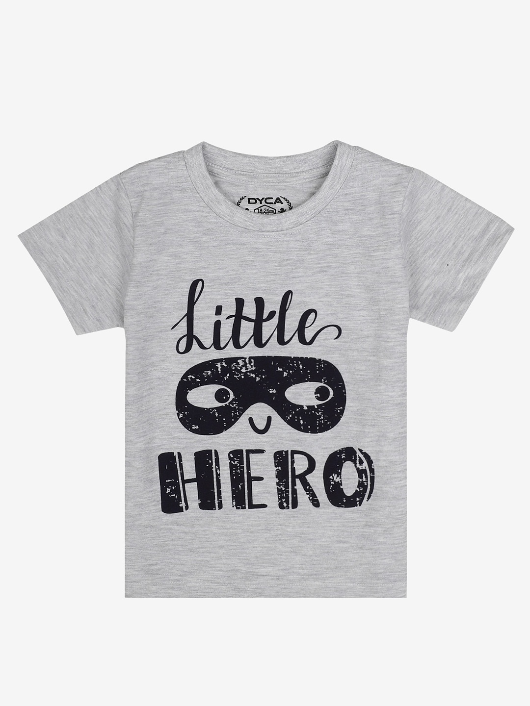 

DYCA Boys Typography Round Neck Cotton T-shirt, Grey