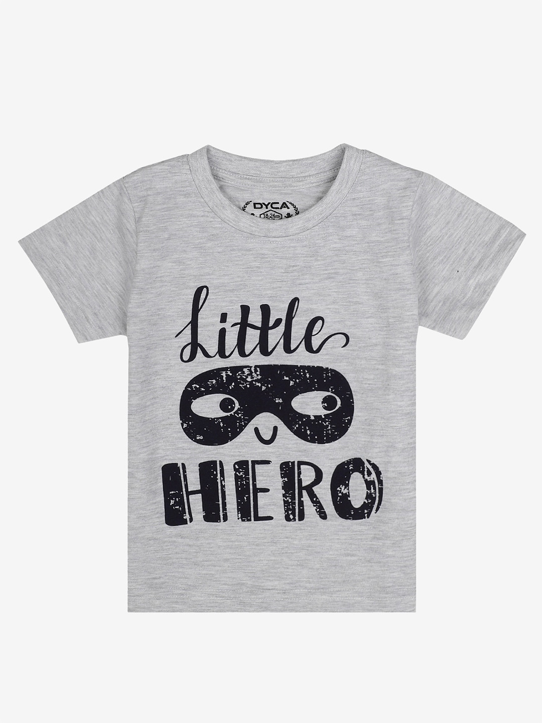 

DYCA Boys Round Neck Typography Cotton T-shirt, Grey