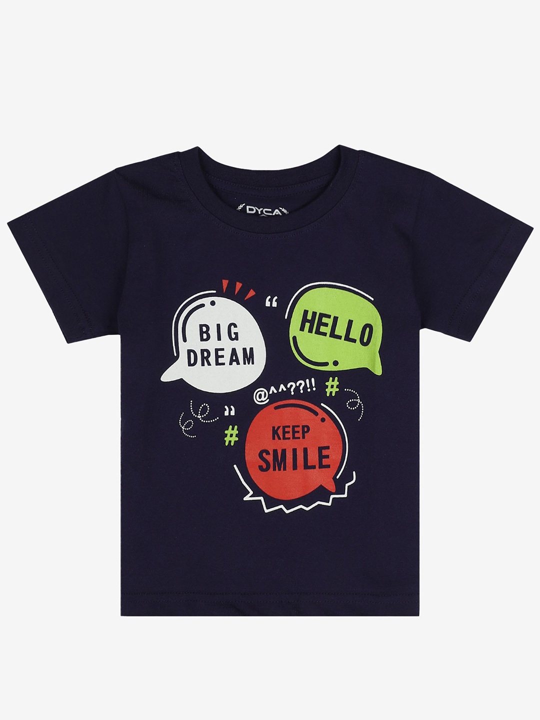 

DYCA Boys Round Neck Typography Cotton T-shirt, Navy blue
