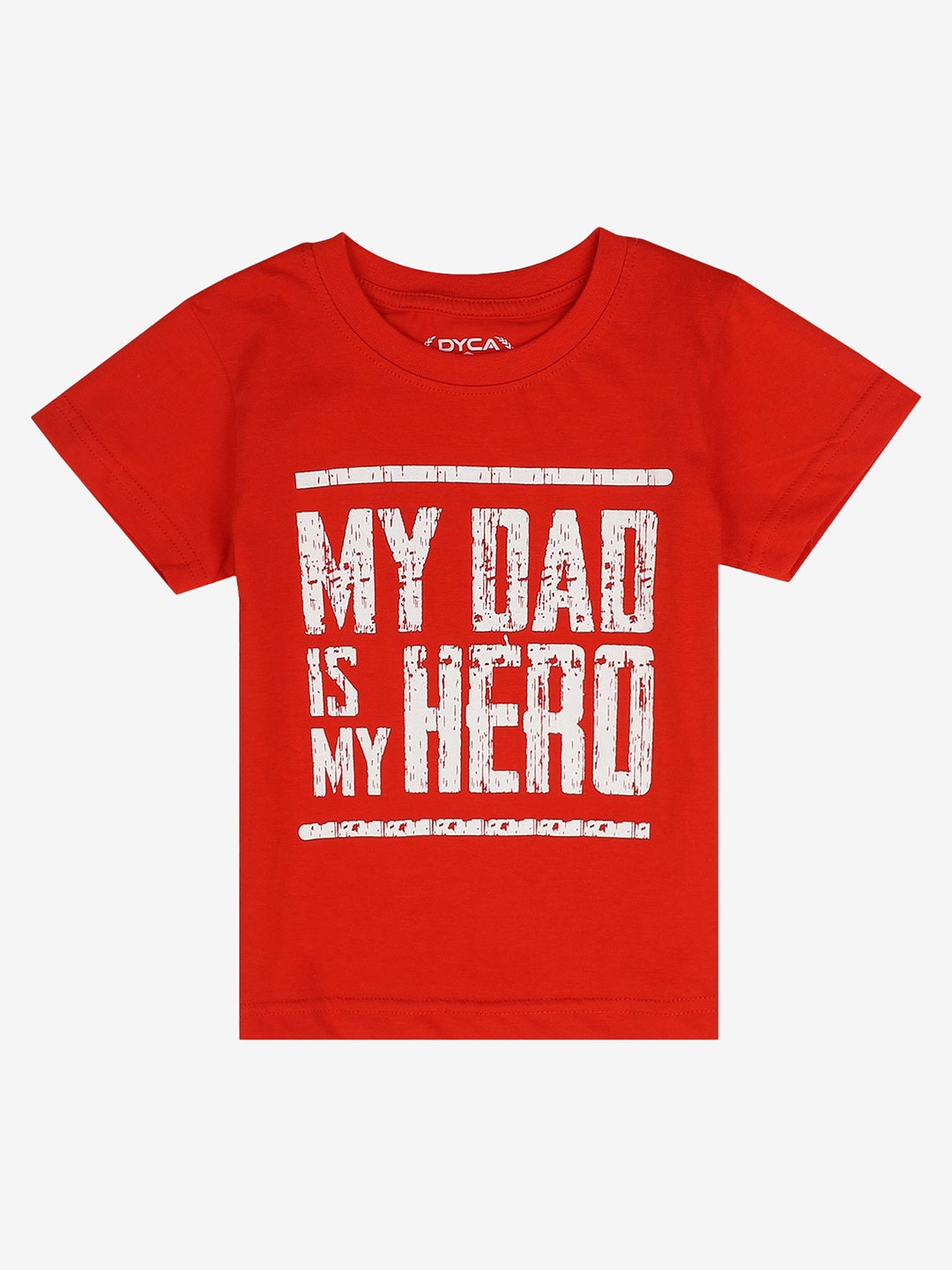 

DYCA Boys Round Neck Typography Cotton T-shirt, Red