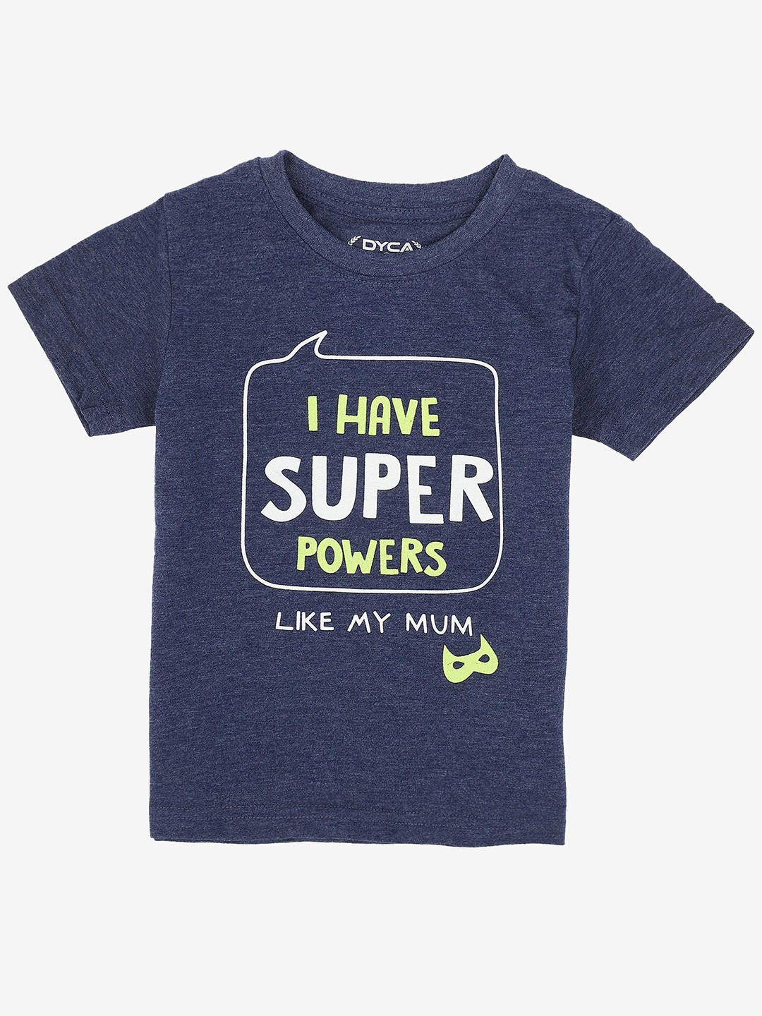

DYCA Boys Round Neck Typography Cotton T-shirt, Navy blue