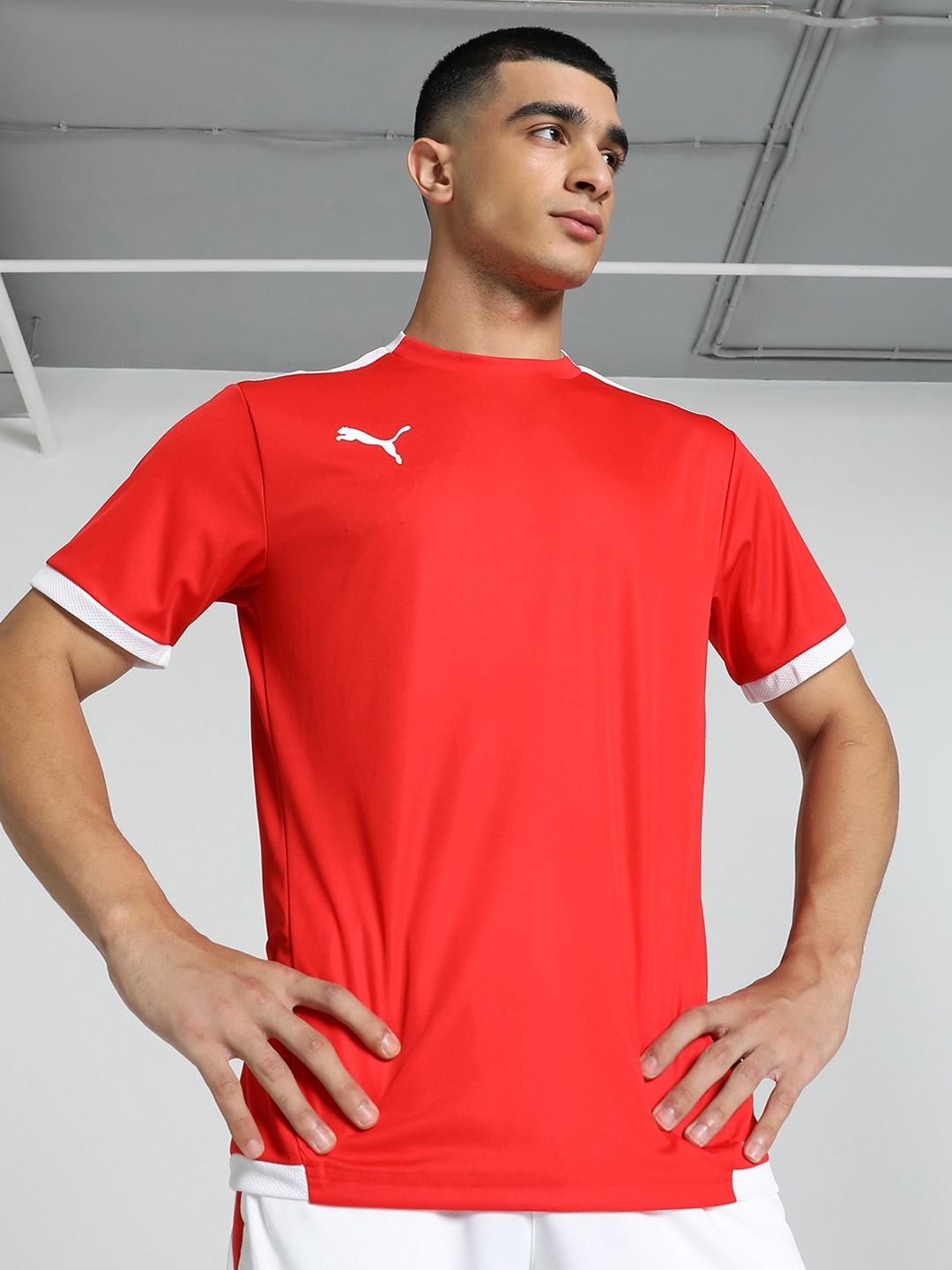 

Puma Mens' steamLIGA Solid Round Neck Jersey T-Shirt, Red