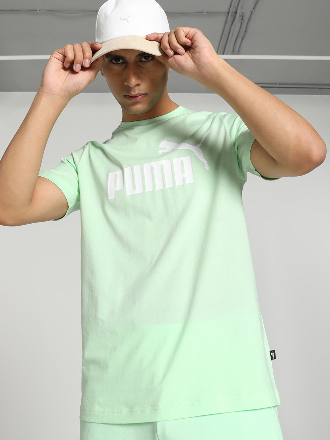 

Puma Men's Essential Logo Solid Cotton T-Shirt, Green