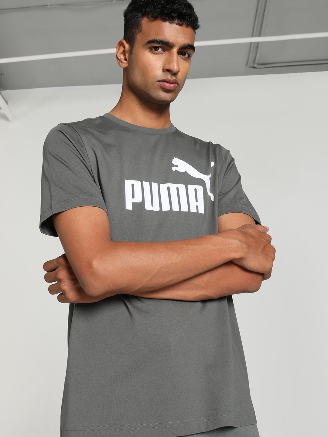 

Puma Men Solid Cotton Round Neck Tshirt, Grey