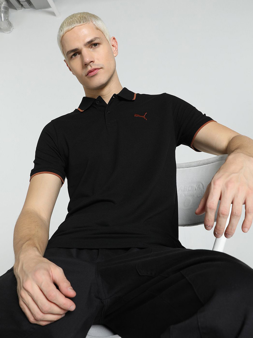 

Puma Tipping Collar Slim Fit Polo, Black
