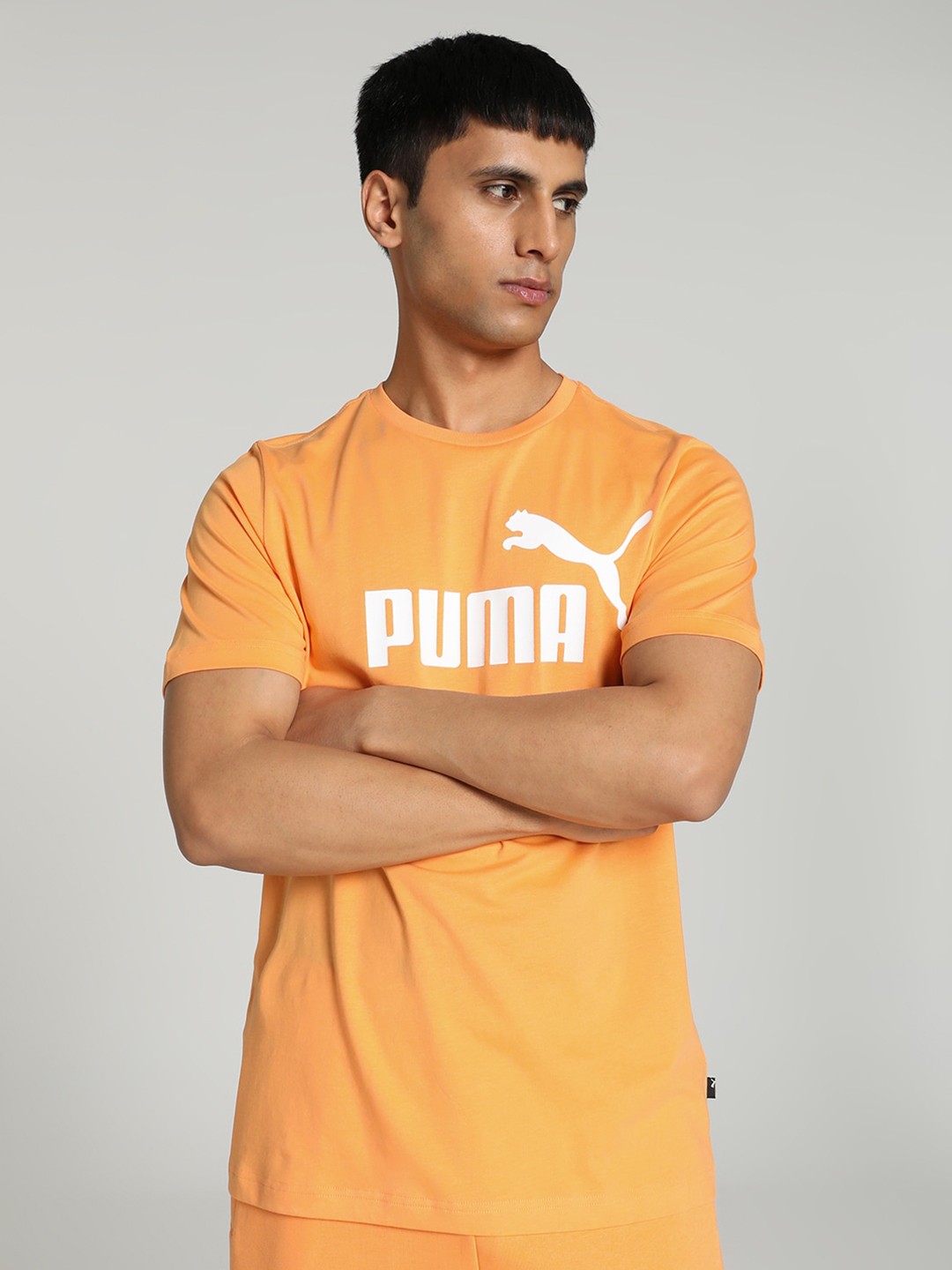 

Puma Essential Logo Tee Typography Printed Cotton T-Shirt, Orange