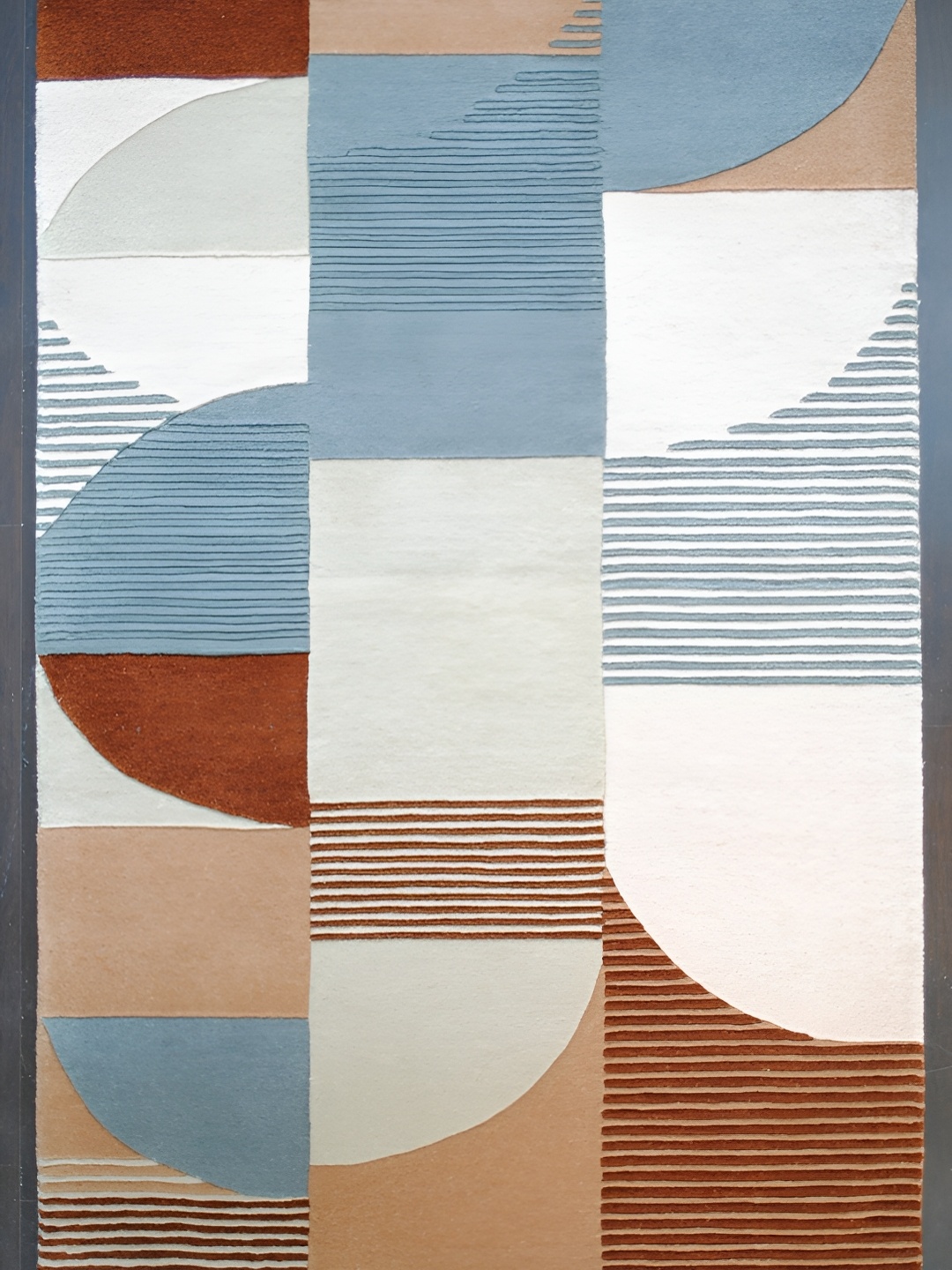 

Art Avenue Blue & Brown Geometric Anti-Skid Woollen Carpet