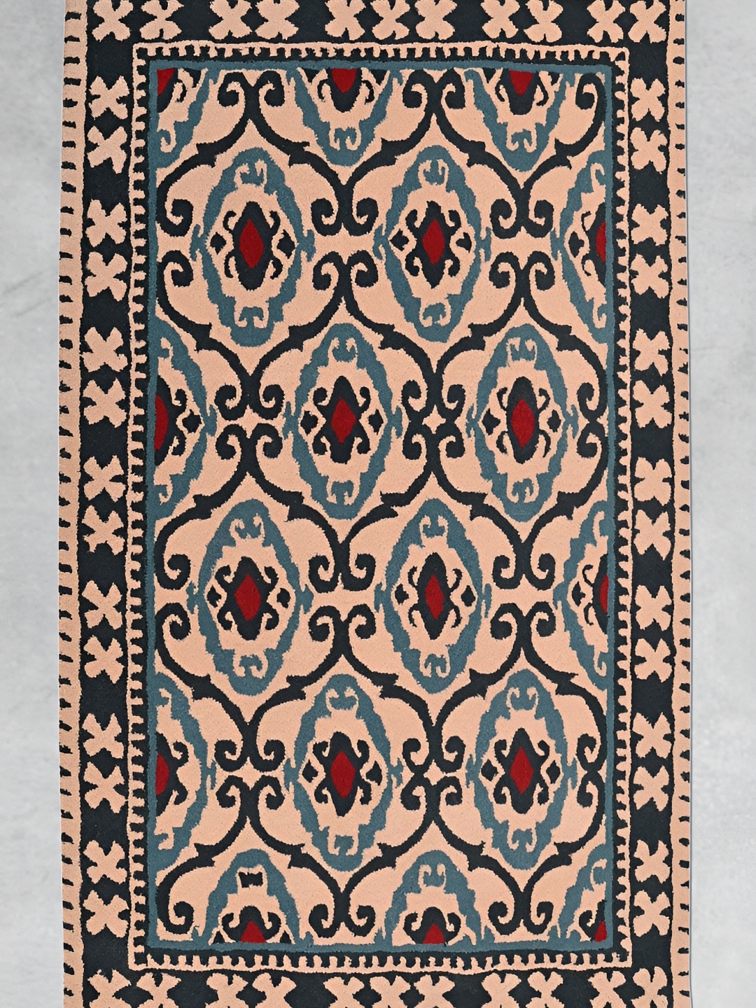 

Art Avenue Black Ethnic Motifs Anti-Skid Woollen Carpet