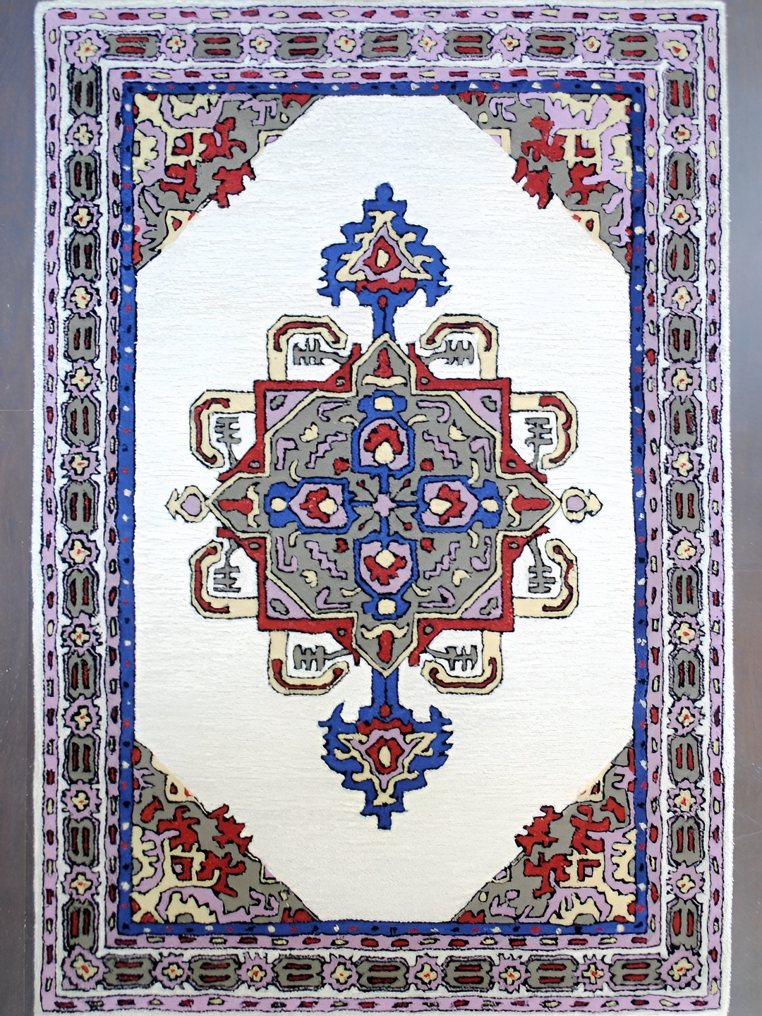 

Art Avenue Blue Ethnic Motifs Anti-Skid Woollen Carpet