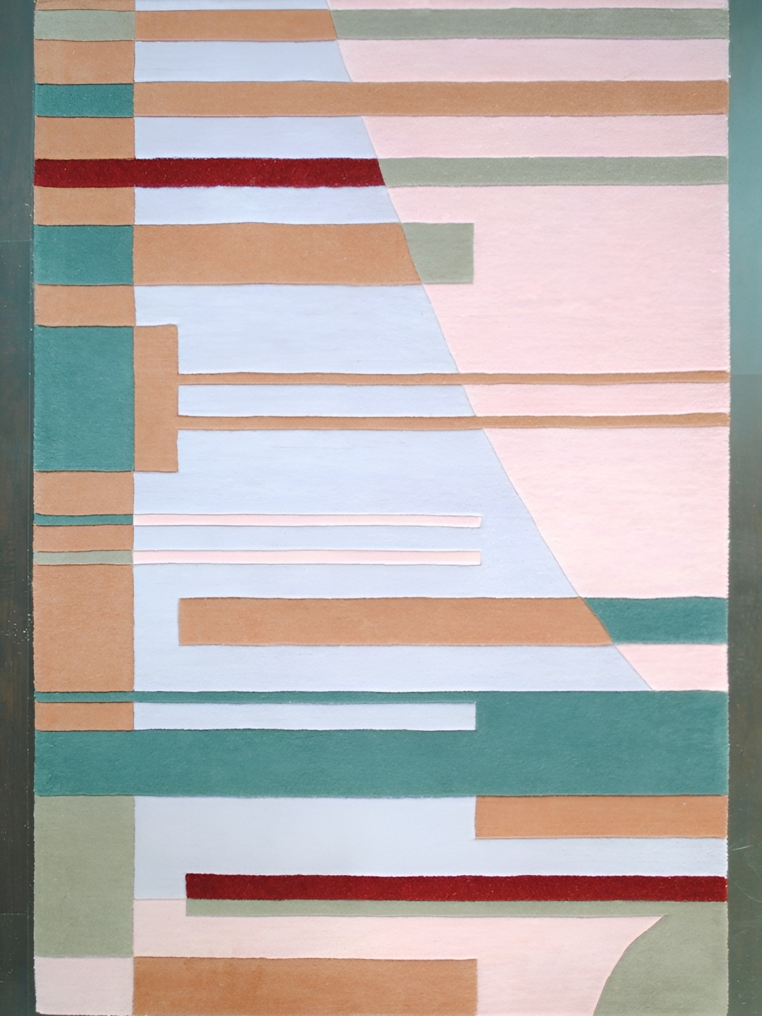 

Art Avenue Green & Pink Geometric Anti-Skid Woollen Carpet