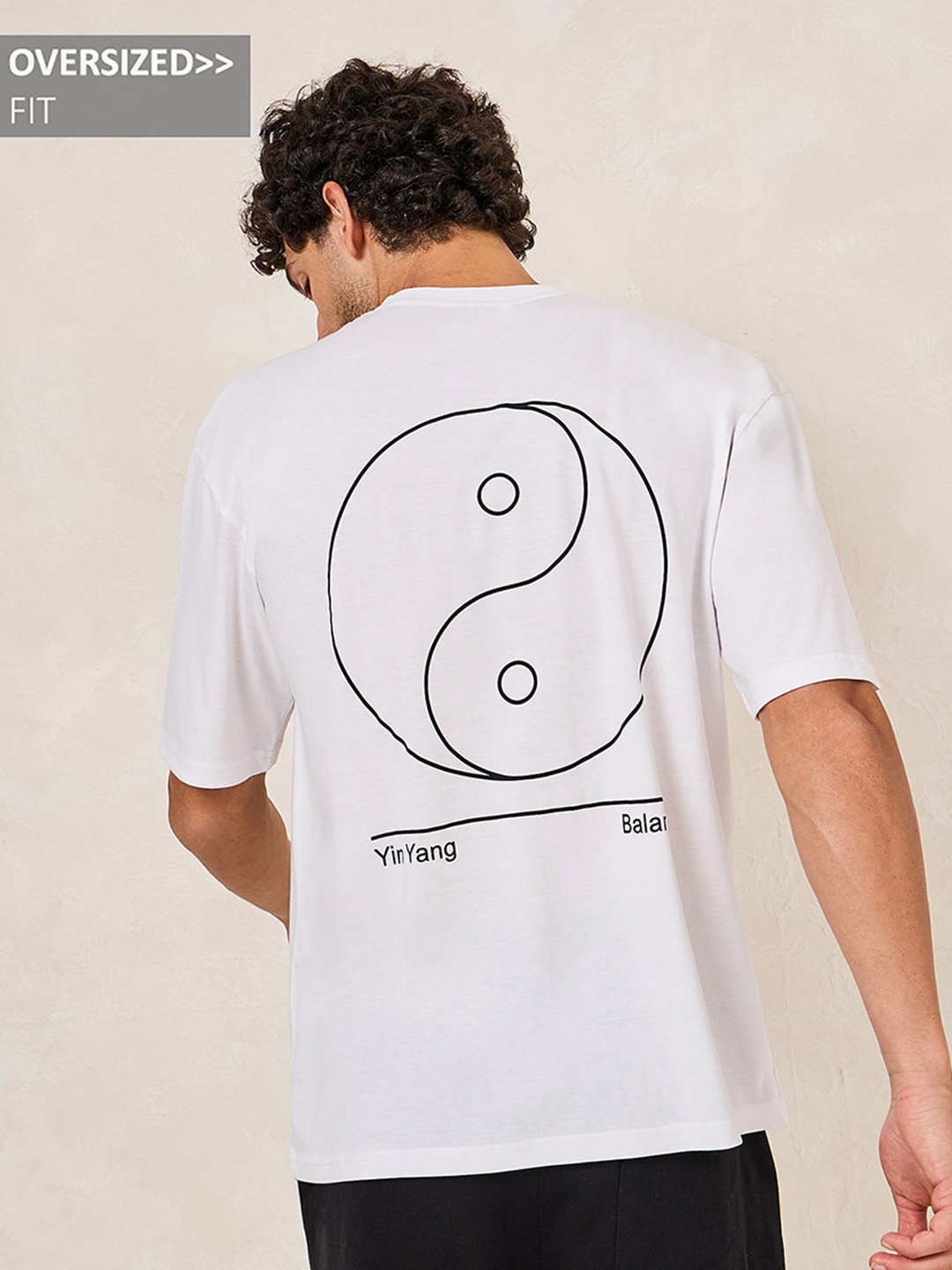 

Styli Printed Oversized Cotton Rich T-shirt, White