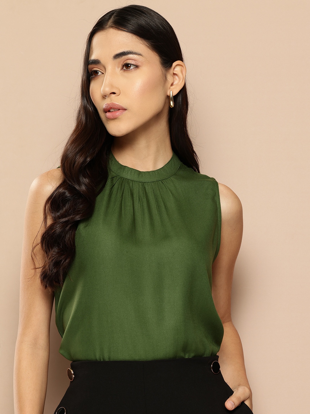 

Chemistry Gathered Detail Sleeveless Top, Olive