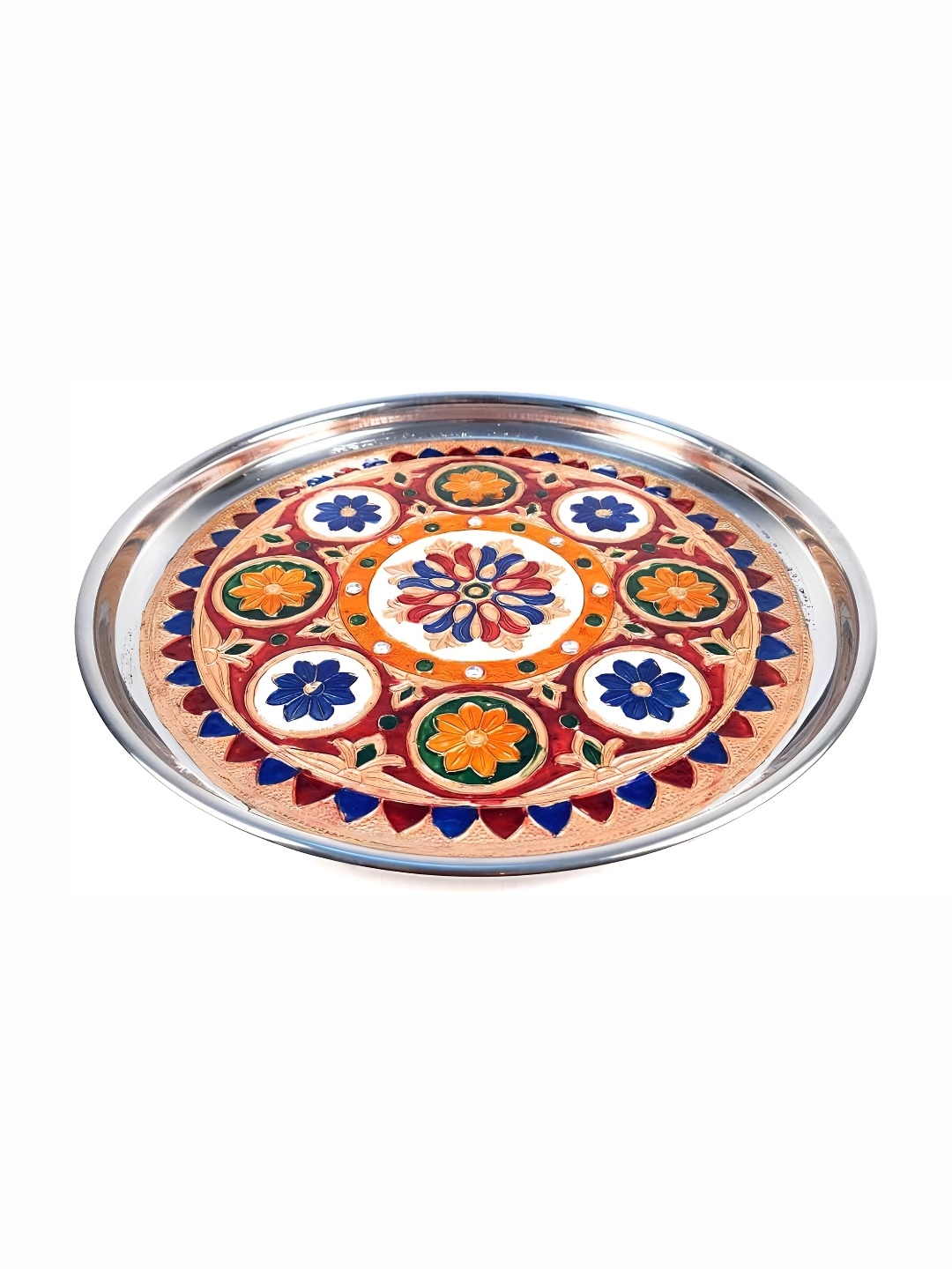apka mart Metal Pooja Thali, Silver