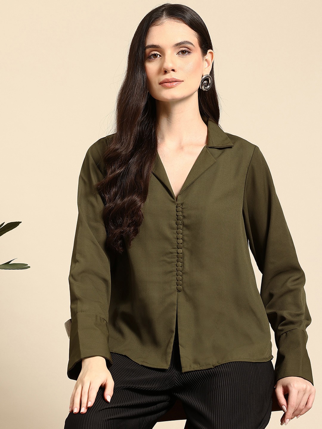 

Mast & Harbour Shirt Style Top, Green