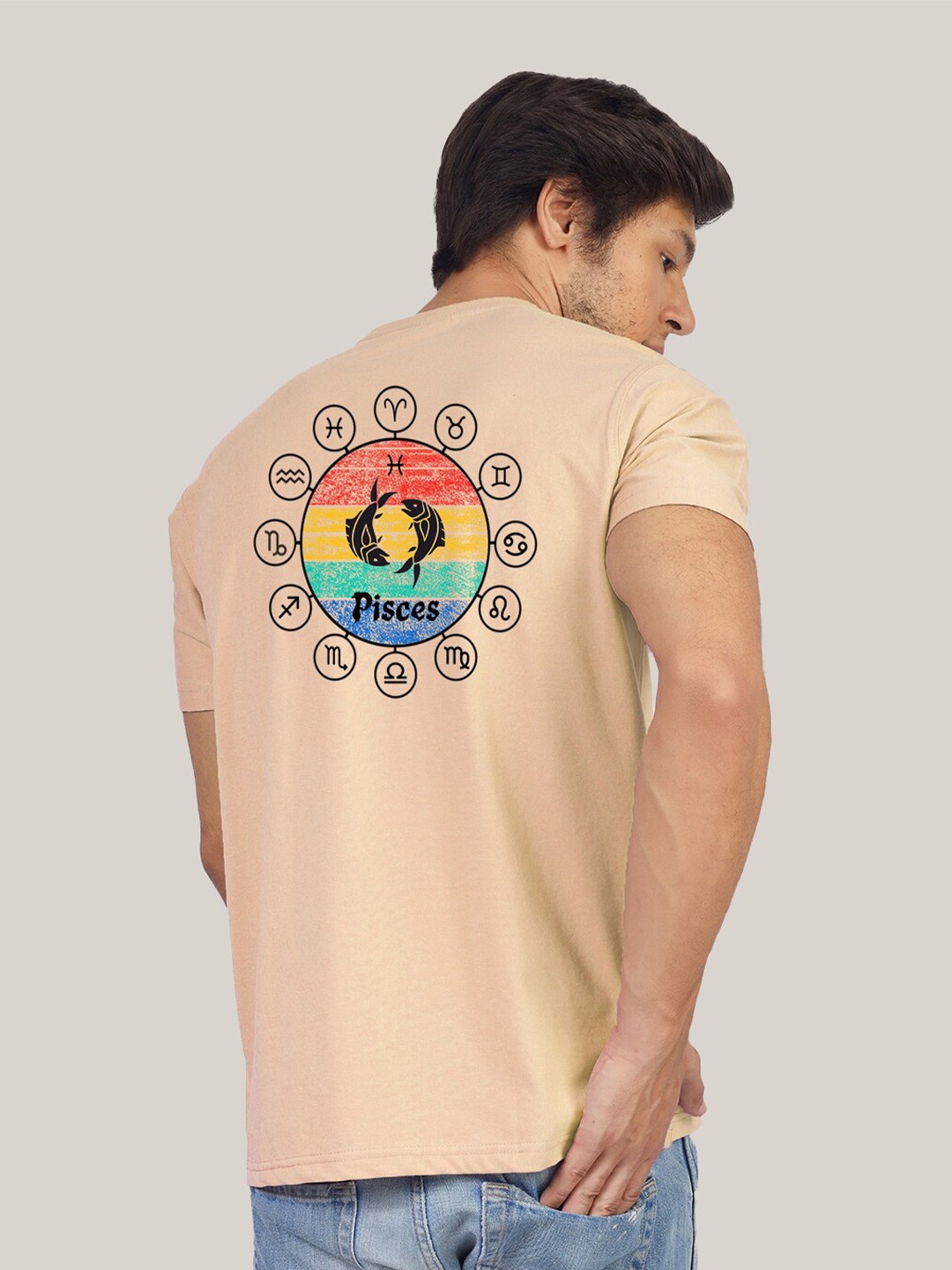 

Greylongg Men Round Neck Yorksteadd 2076 Pug Fawn Printed T-shirt, Beige