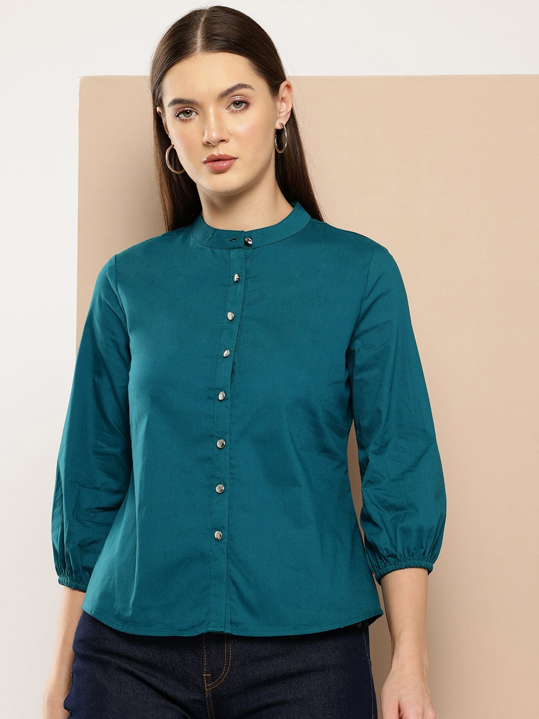 

Chemistry Pure Cotton Semiformal Shirt, Teal
