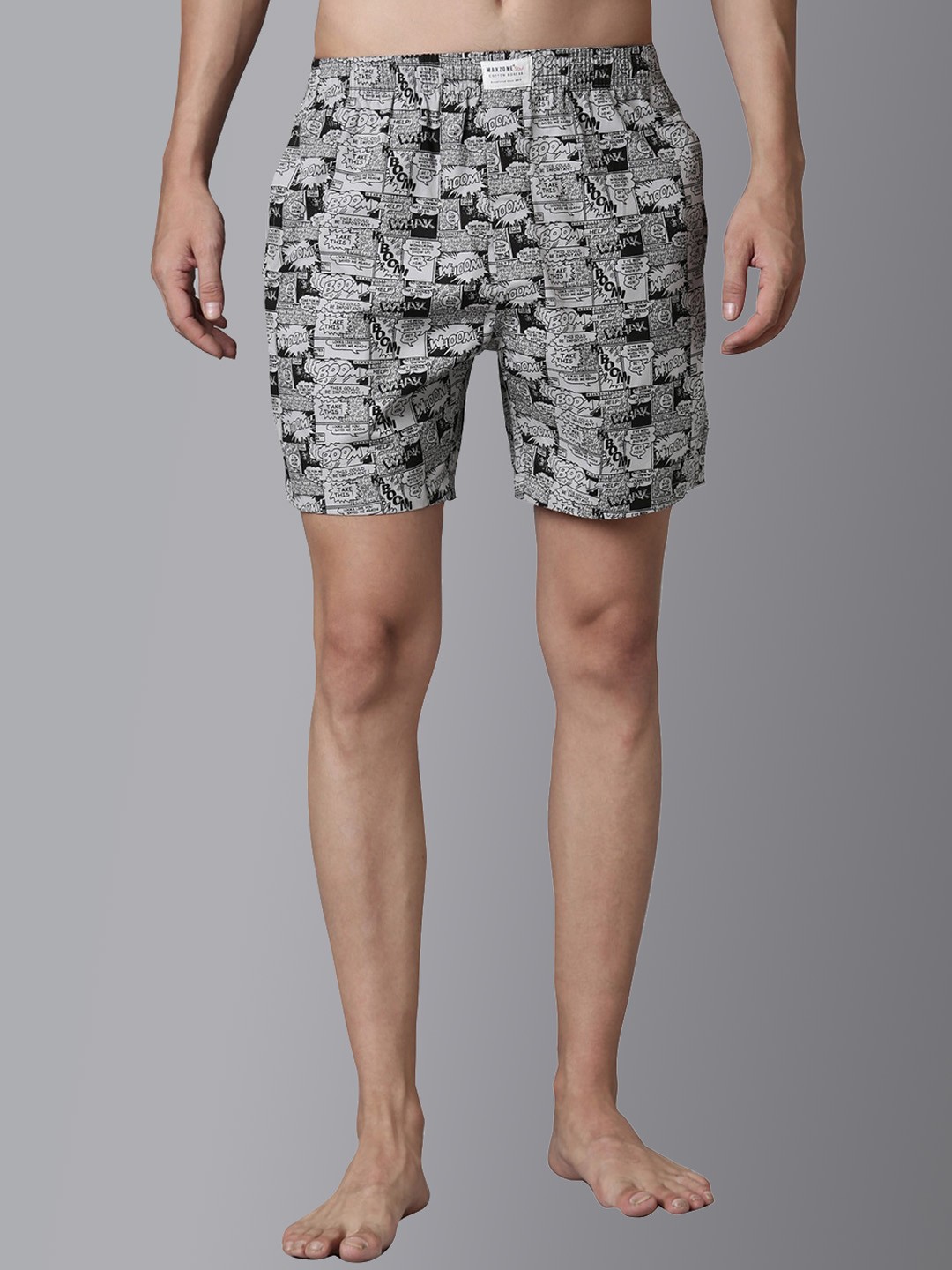 

MAXZONE Printed Cotton Mid-Rise Boxer EC-VRTSD2-SBOX-M BLK-M, Charcoal