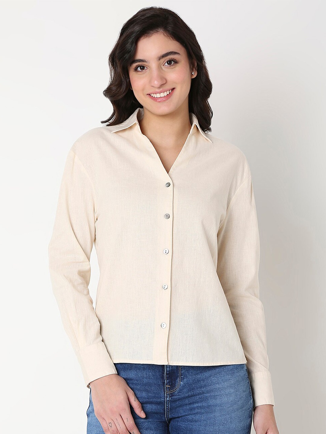 

SPYKAR Relaxed Fit Spread Collar Long Sleeves Casual Shirt, Beige