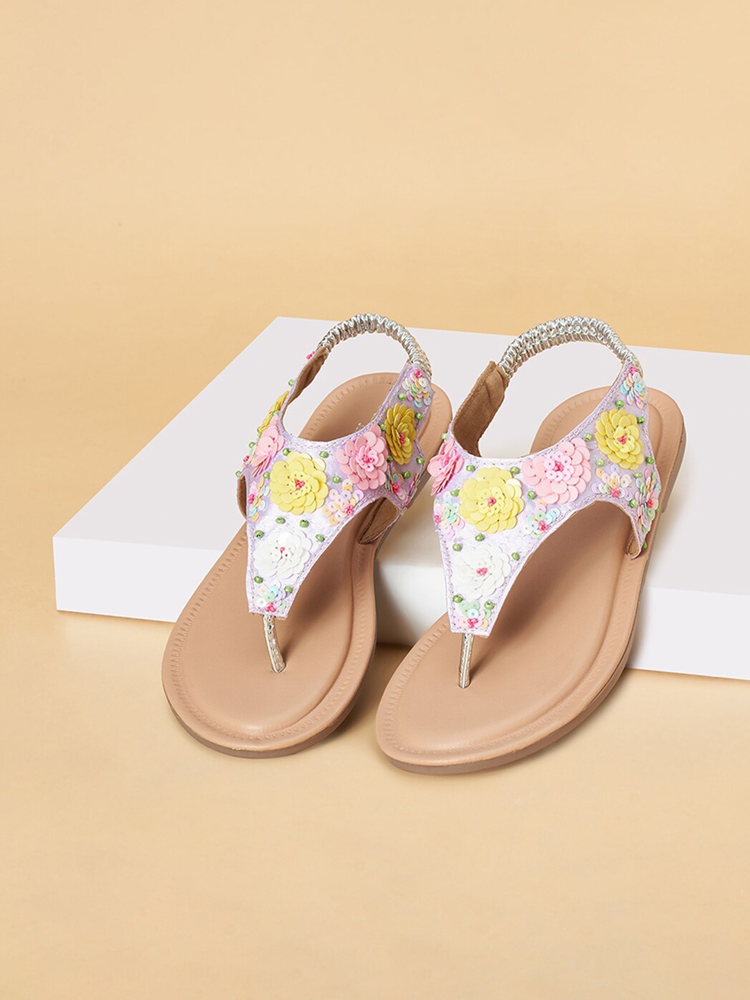 

Pantaloons Junior Girls Embellished T-Strap Flats, Brown