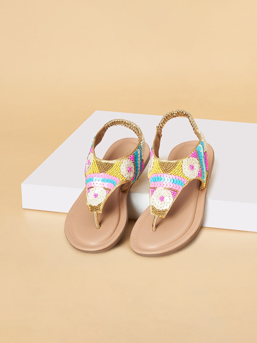 

Pantaloons Junior Girls Embellished Party T-Strap Flats, Brown