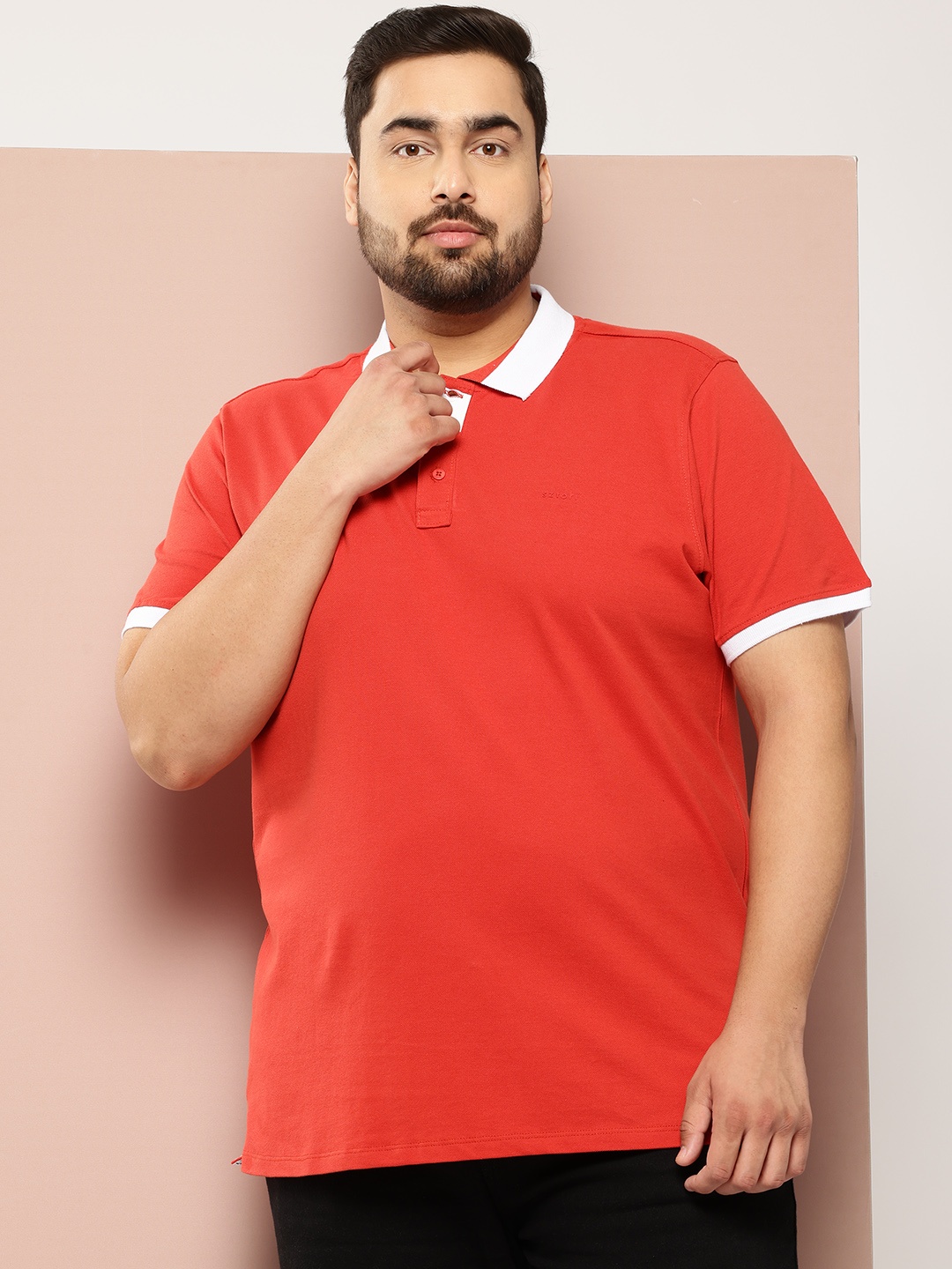 

Sztori Plus-Size Polo Collar Pure Cotton T-shirt, Orange