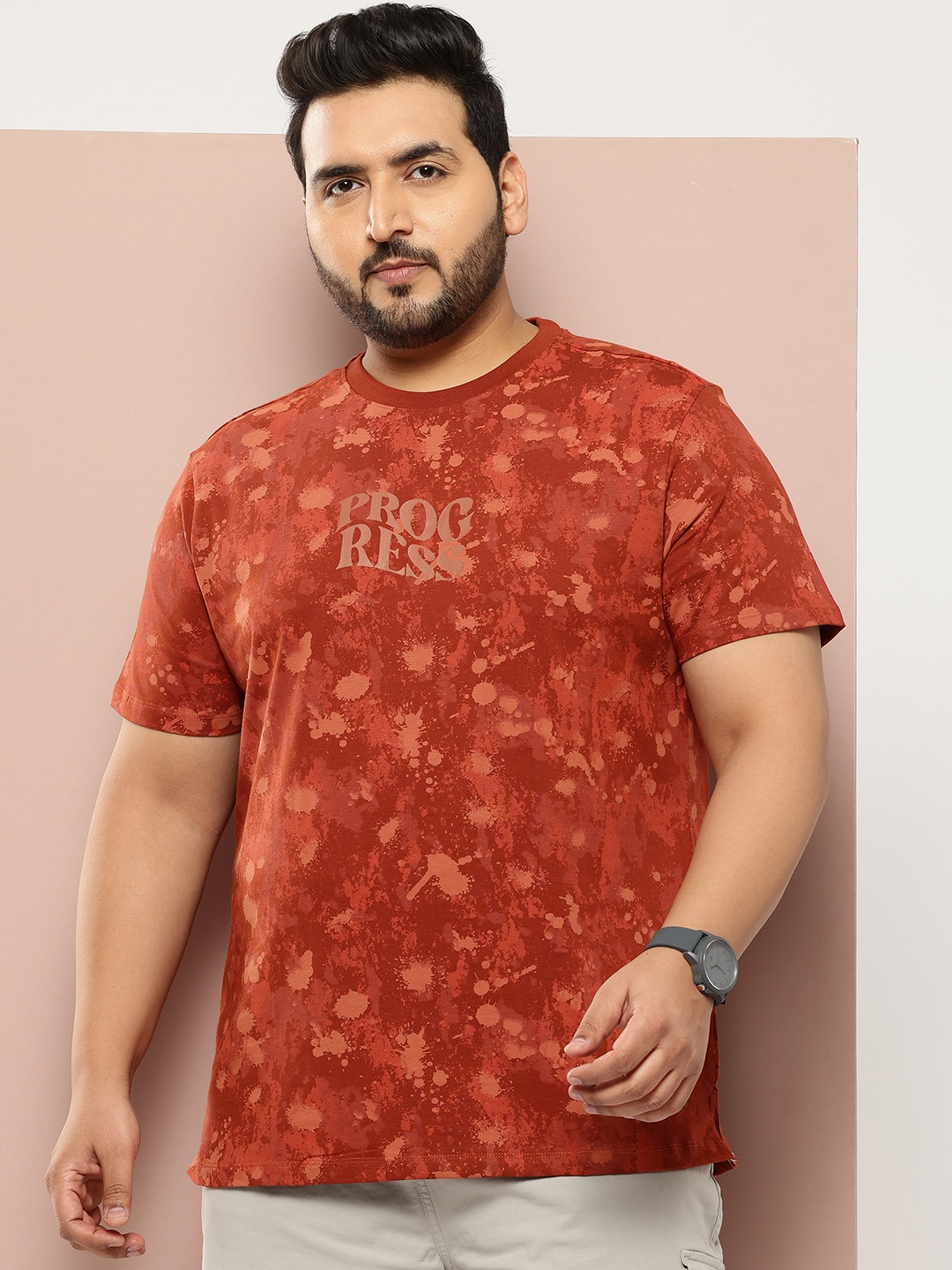 

Sztori Camouflage Printed Pure Cotton T-shirt, Rust