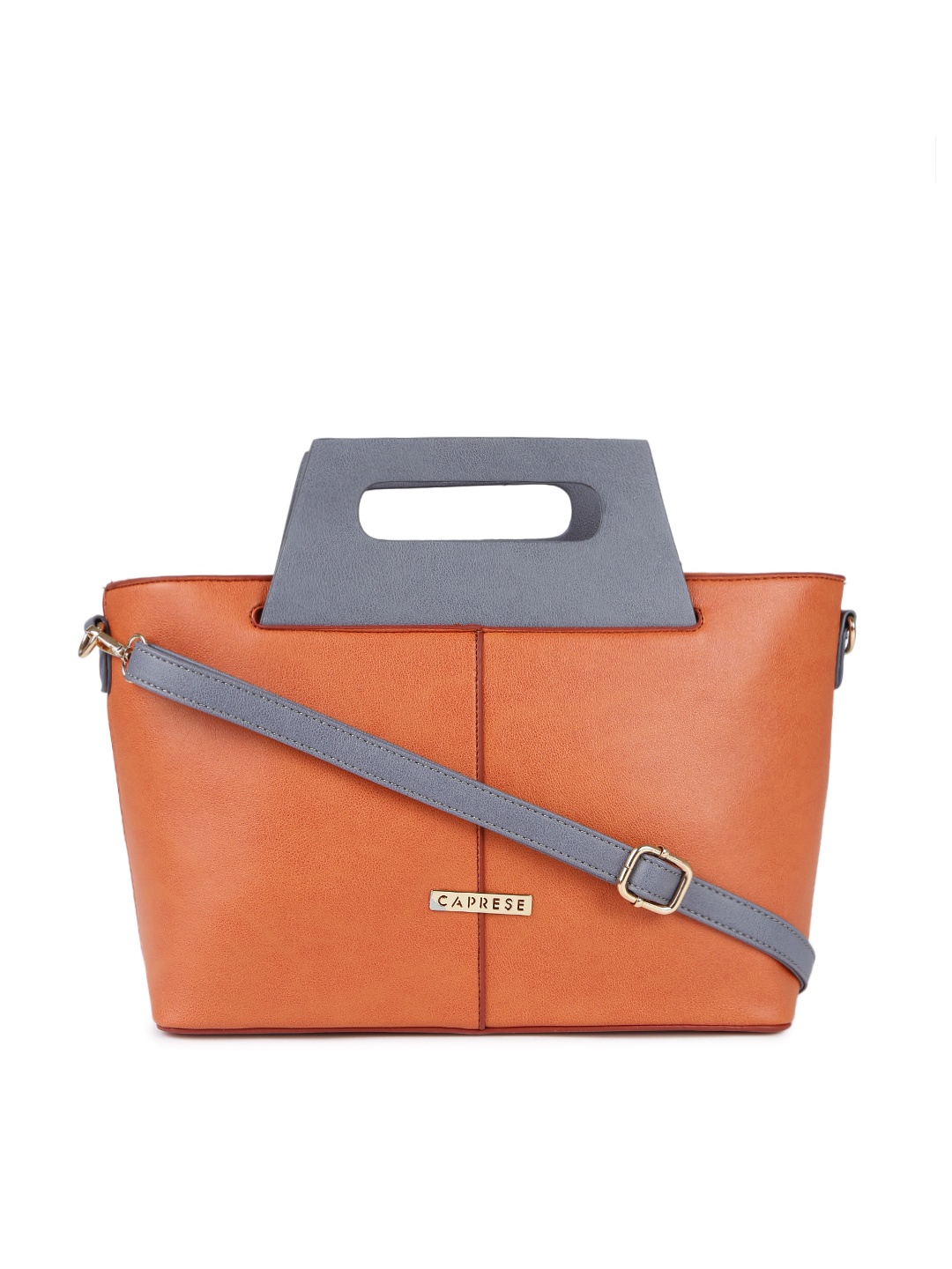 

Caprese Peach-Coloured & Grey Solid Handheld Bag