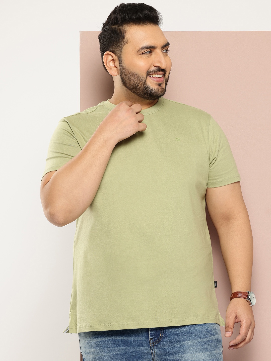 

Sztori Plus Size Pure Cotton T-shirt, Green