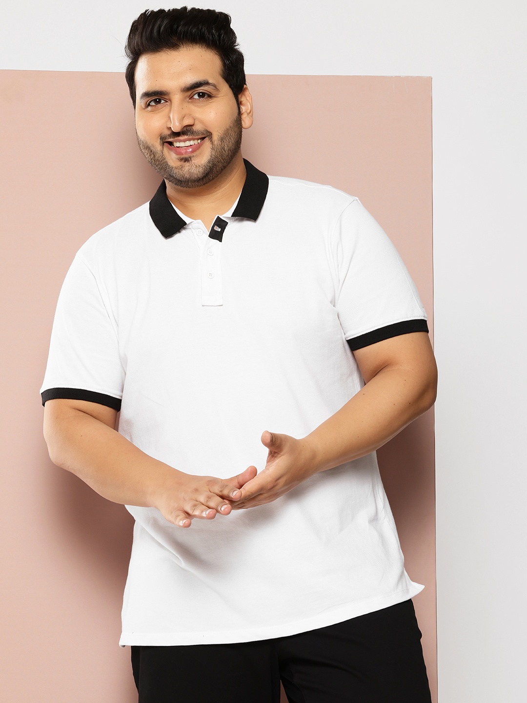 

Sztori Plus Size Polo Collar T-shirt, White