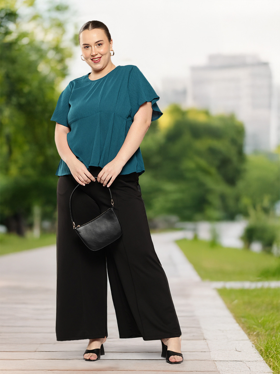 

Sztori Plus-Size Flutter Sleeve Top, Teal