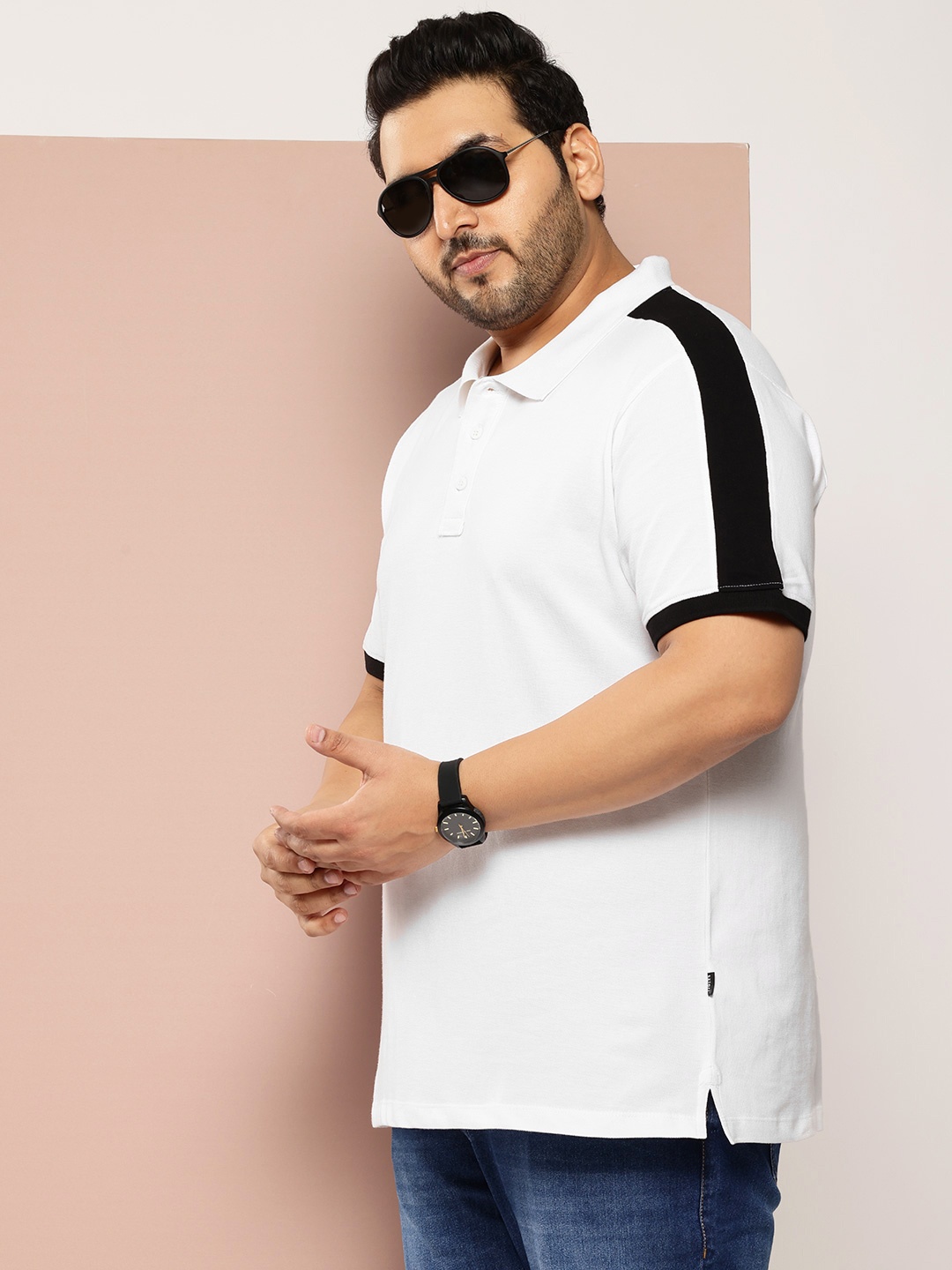 

Sztori Plus Size Polo Collar Pure Cotton T-shirt, White