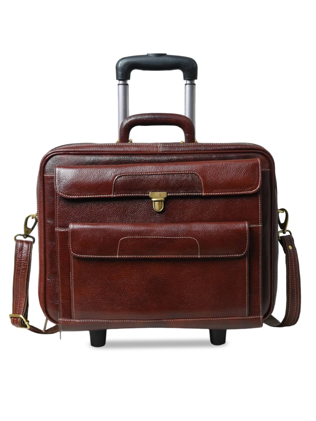 

MaheTri Unisex Leather Soft Sided Trolley Bag, Brown