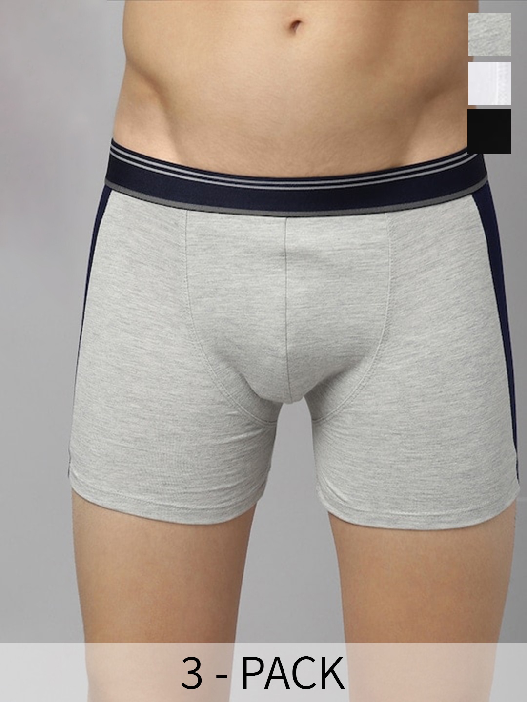 

The Roadster Lifestyle Co Pack Of 3 Cotton Trunks RD-T-32-P3-BlkGW-2L, Black
