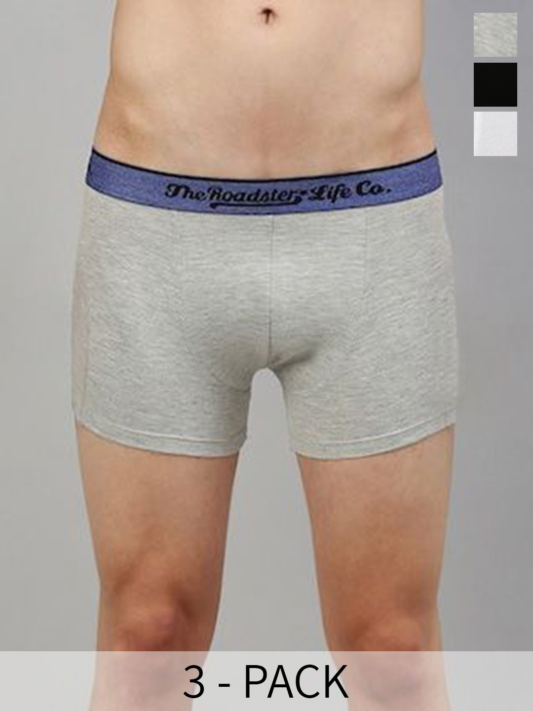 

The Roadster Lifestyle Co Pack Of 3 Cotton Trunks RD-T-26-P3-BlkWG, Black