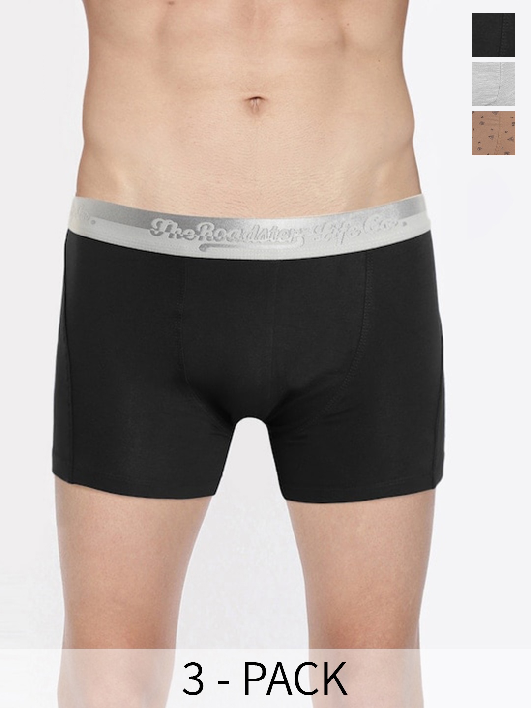 

The Roadster Lifestyle Co Pack Of 3 Cotton Trunks RD-T-25-P3-BlkGYpr, Brown