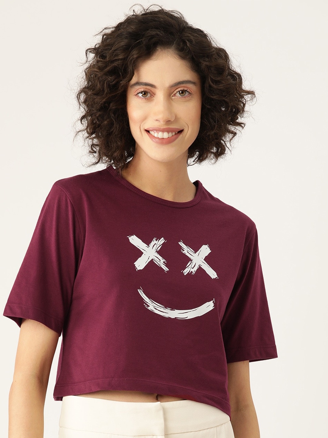 

Slenor Women Graphic Printed Pure Cotton T-shirt, Maroon