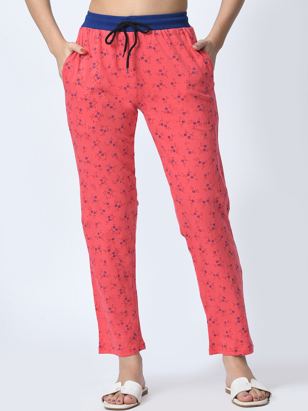 

BAESD Women Printed Mid-Rise Cotton Lounge Pants, Magenta
